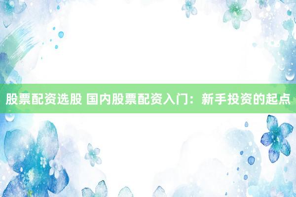 股票配资选股 国内股票配资入门：新手投资的起点